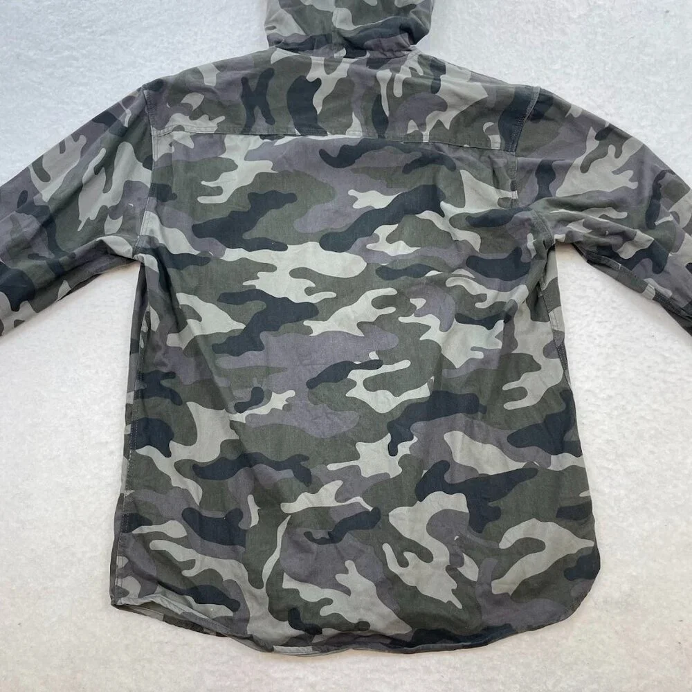 Molokai Surf Co Men's Camo Hoodie Jacket Button Front 100% Cotton Size Large